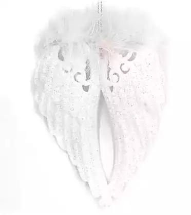 Новогодняя фигурка 15 см крылья белый 152377-1