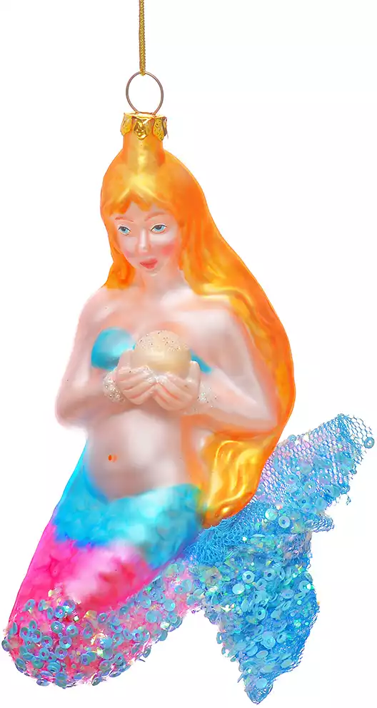 Новогодняя фигурка 14 см Русалочка стекло Y132033