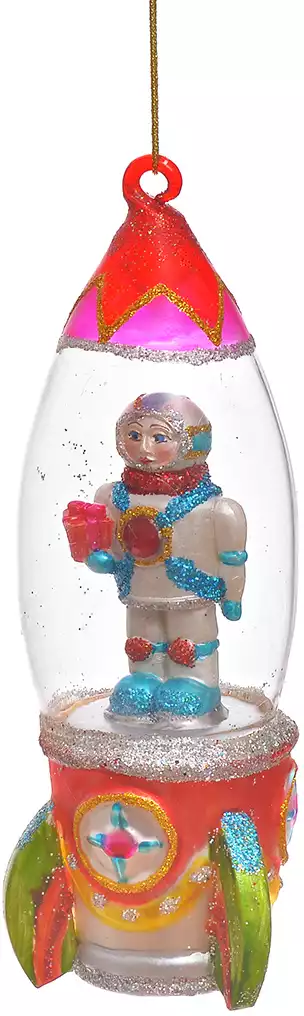 Новогодняя фигурка 16,5 см ракета стекло Y120303