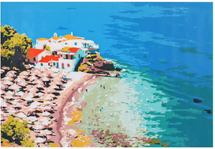 Раскрашивание на холсте 30*40 по номерам Х-9135 Домик на пляже