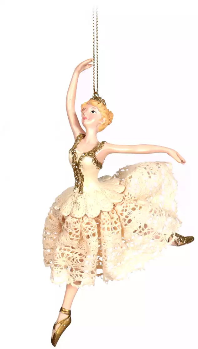 Новогодняя фигурка балерина золото 14 см