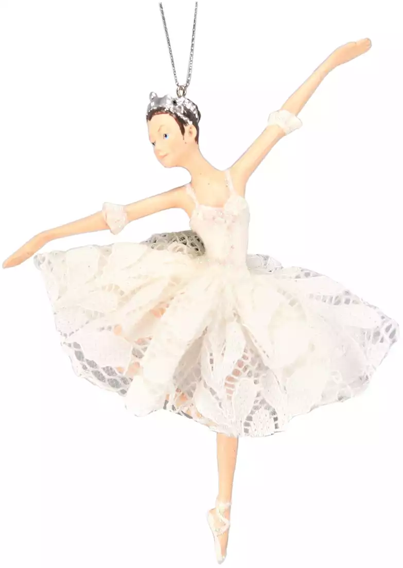 Новогодняя фигурка балерина в белом 15 см