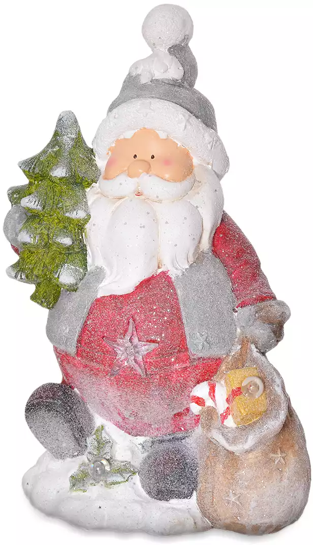 Декоративная фигурка Дед мороз с мешком и ёлкой 43 см