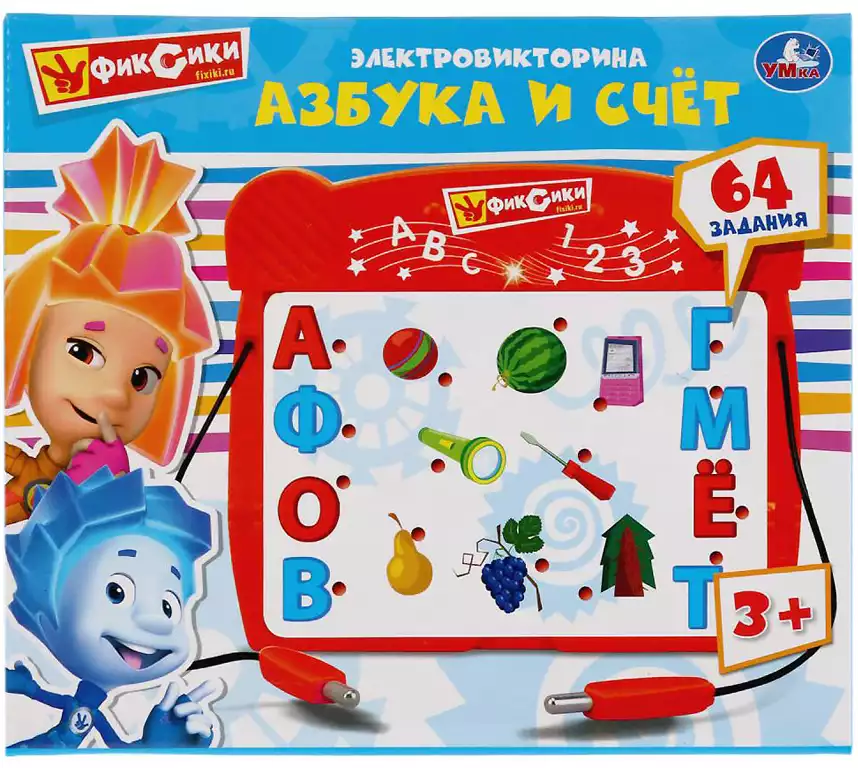 Электровикторина Фиксики азбука и счет, 64 задания HT968-R ТМ Умка