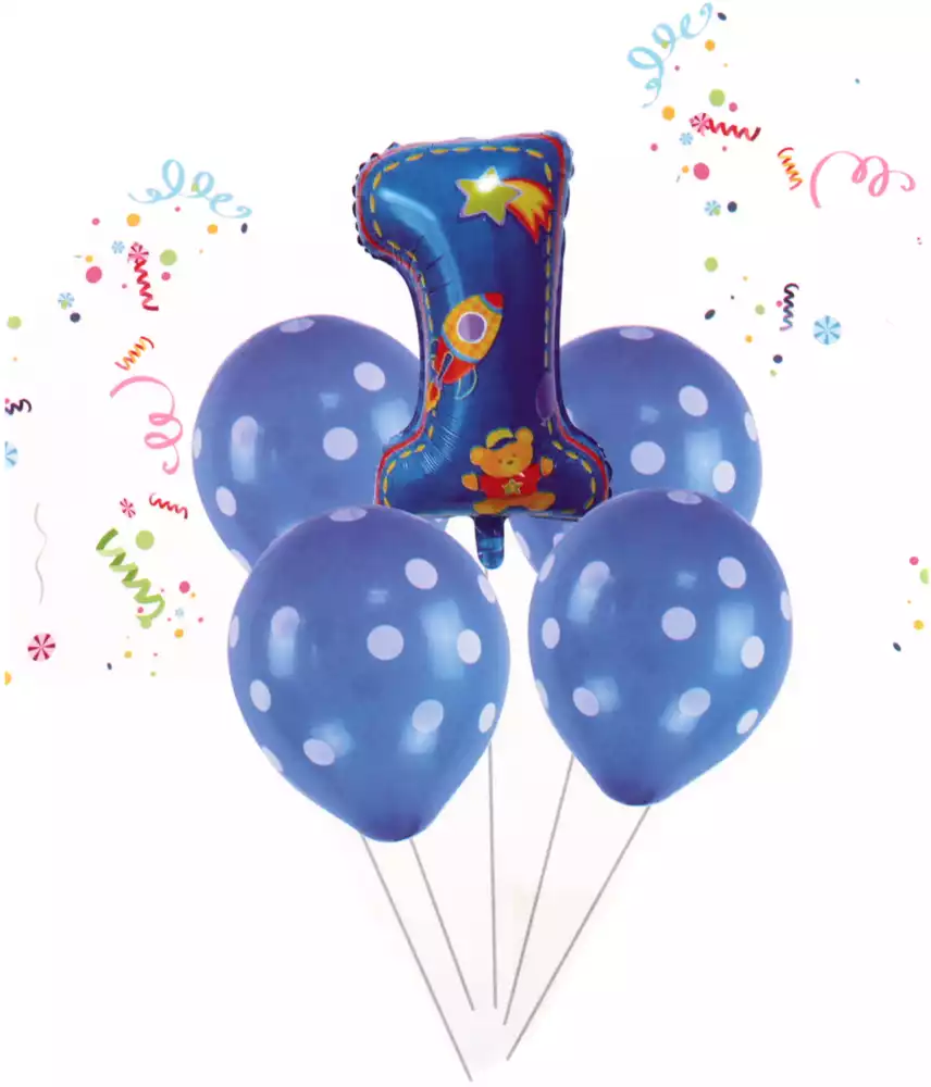 Набор воздушных шаров PM 058D-788D 1 год + 4шт, фольга голубой купить в  Кемерово - интернет магазин Rich Family