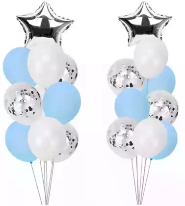 Набор воздушных шаров PM 058D-794D Звезда фольга + 3шт с пайетками + 6шт голубой