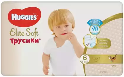 Подгузники-трусики Huggies Elit Soft 6 (16-22 кг) 32 шт