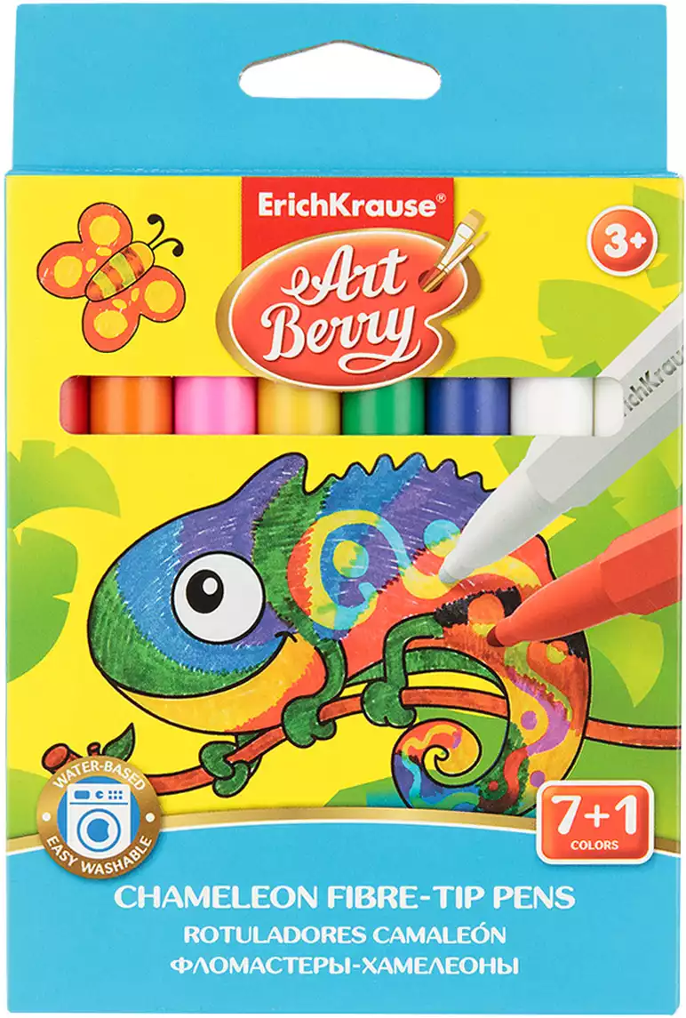 Фломастеры 8 шт 14 цв хамелеоны Jumbo Easy Washable ArtBerry 39033