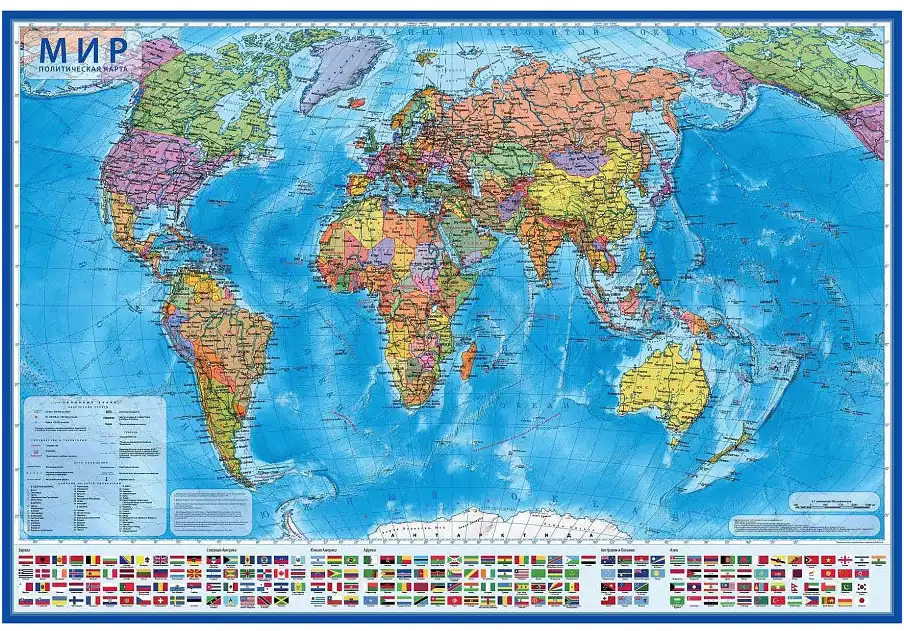Интерактивная карта Мир политический 101х71 на рейках ламинированная КН080