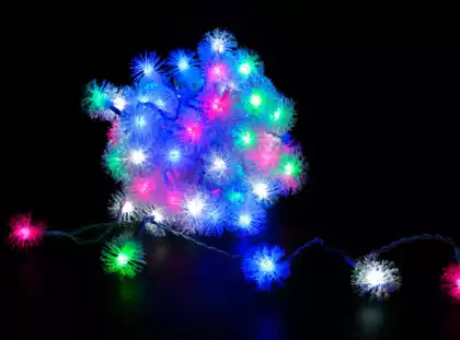 Светодиодная гирлянда НИТЬ 4,6 м 40 цветных LED ламп шарики, IP20,прозрачный провод, от сети