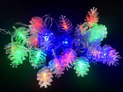Светодиодная гирлянда НИТЬ 3,6 м 28 цветных LED ламп шишки,IP20,от сети