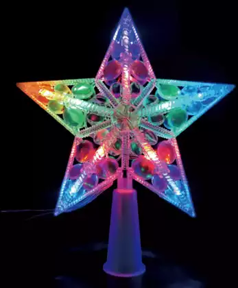 Верхушка звезда 16,5 см 10 цветных LED ламп, провод 3 м , IP20, от сети