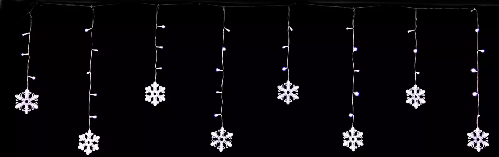 Светодиодная гирлянда ЗАНАВЕС 3х0,65м 120 белых LED ламп,12 снежинок IP20, контроллер ,от сети