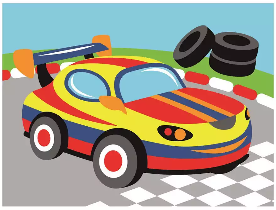 Раскрашивание на холсте 15*20 по номерам DD00065 Гоночная машина