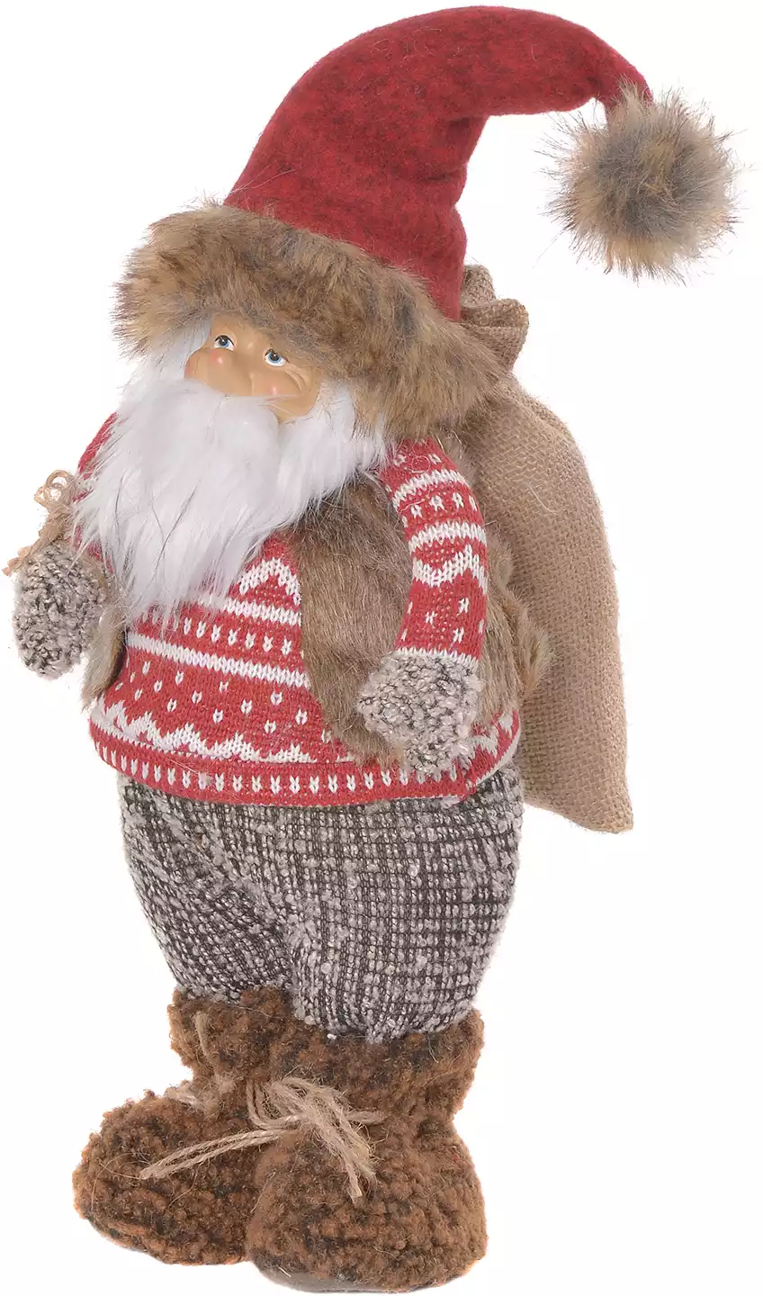 Новогодняя фигура 54 см гномик с мешком BH75107-21