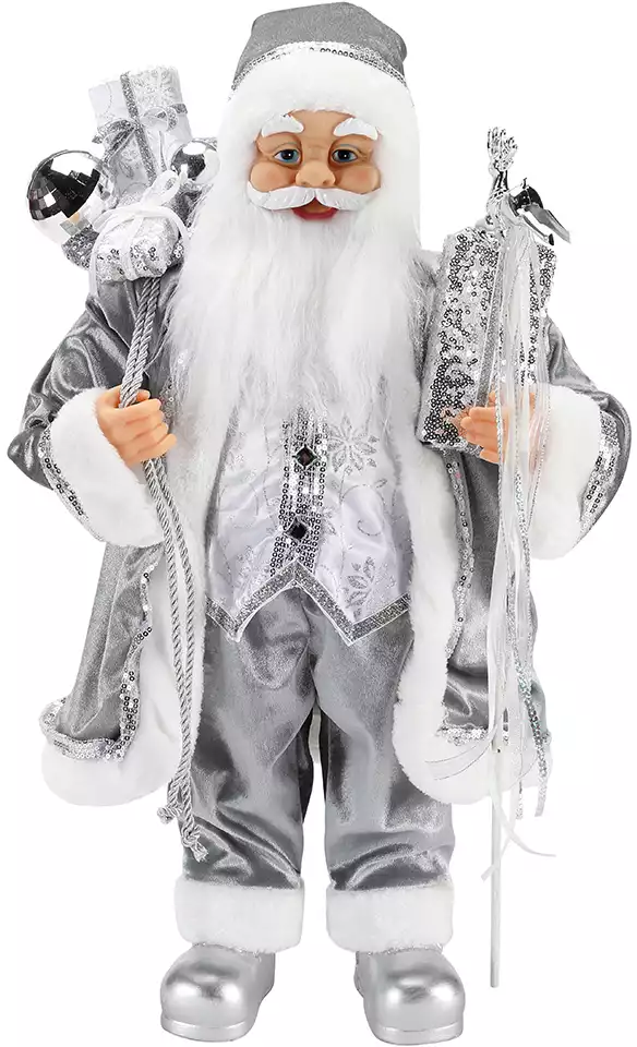 Новогодняя фигура Санта-Клаус 30 см серебро TM-89068A