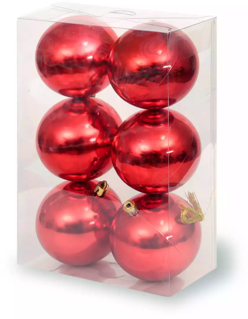 Набор шаров 8 см 6 шт красный AS35