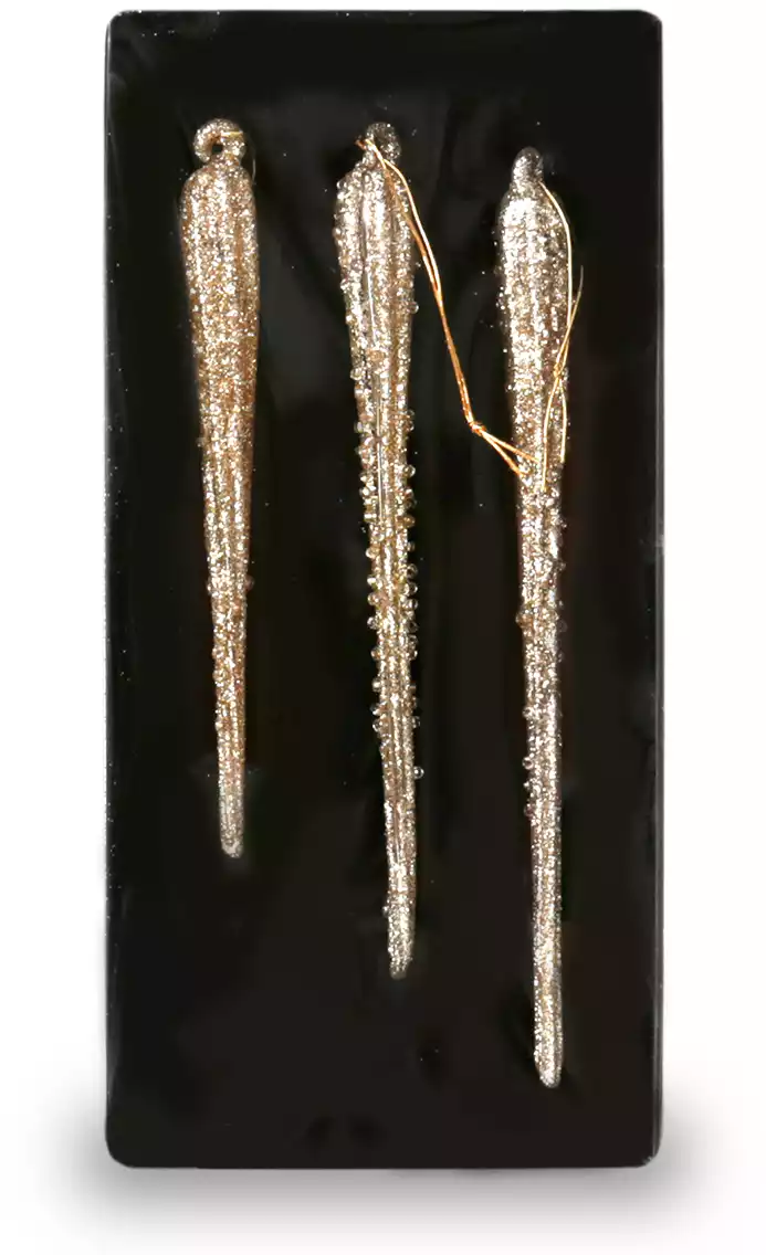 Новогодние сосульки 13,15,17 см 3 шт стекло 408088