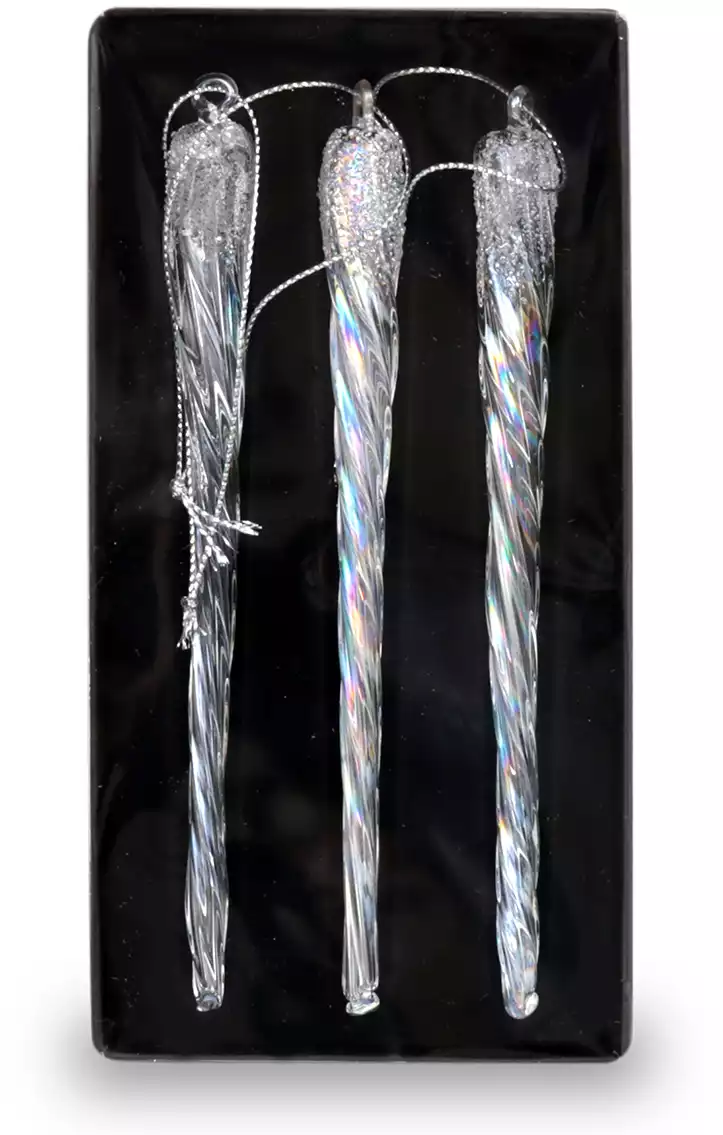 Новогодние сосульки 16 см 3 шт стекло 408089