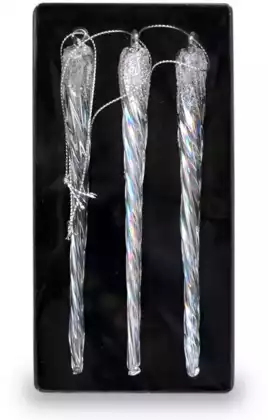 Новогодние сосульки 16 см 3 шт стекло 408089