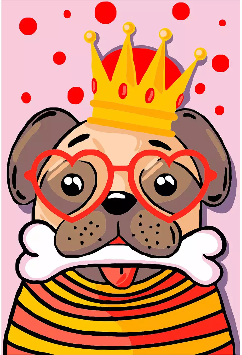 Рисование по номерам мини 15*21 KHD02 Мопс