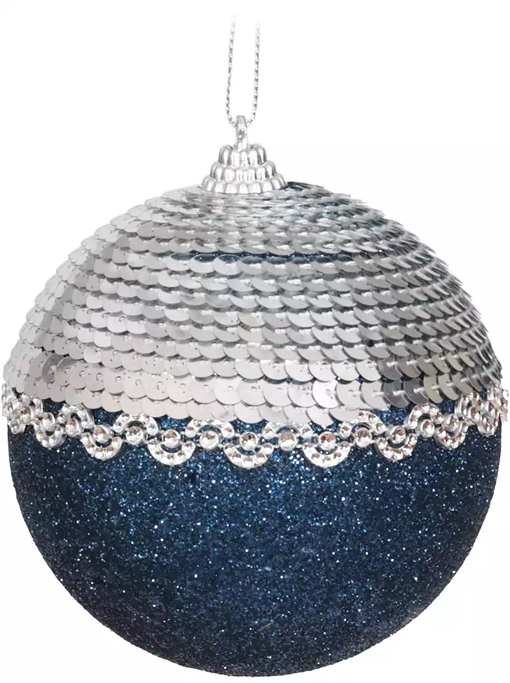 Новогодний шар 10 см синий A1-31523BL+S10