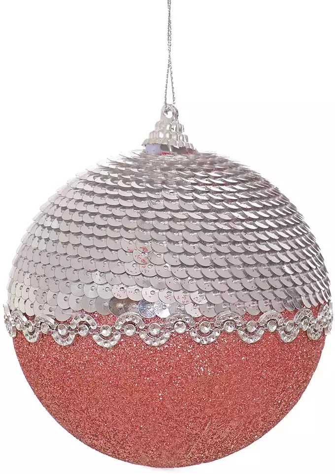 Новогодний шар 10 см розовый A1-31523PK+S10