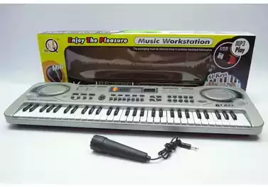 WB ES Синтезатор MQ811USB-WB с микрофоном, 61кл, LED дисплей, USB, от сети, в/к