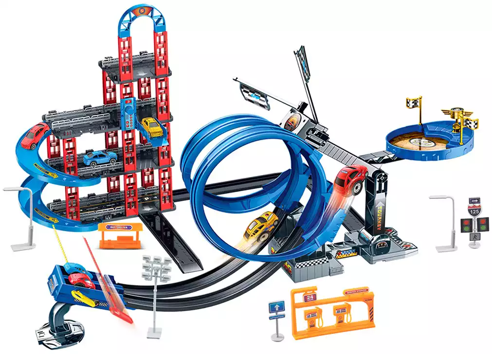 WB ES Парковка 8899-82WB с трамплином 4 машинки в/к