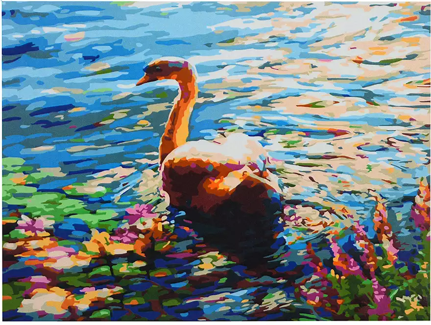 Раскраски Раскраска Лебедь в озере птицы, Сайт раскрасок.