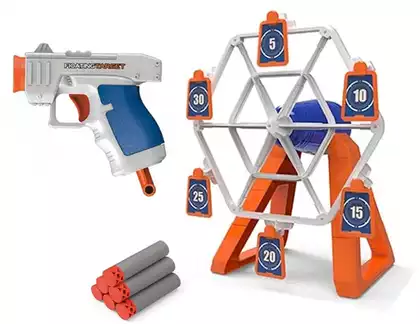 Тир на мягких пулях с движущимися мишенями на магнитах с бластером 3358