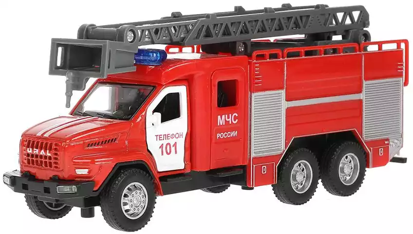 Модель машины УРАЛ NEXT Пожарная (16см) свет, звук, Инерционный механизм URALNEXT-16SL-FIR ТЕХНОПАРК