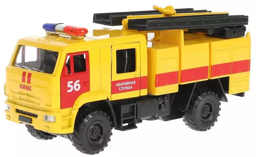 Модель машины КАМАЗ-43502 АВАРИЙНАЯ СЛУЖБА 15см KAM43502-15EM-YE Инерционный механизм ТЕХНОПАРК