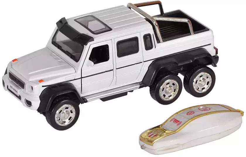 Модель машины Mercedes-Benz 1:32 G55 свет, звук, брелок, Инерционный механизм Белый FY8484RC-6