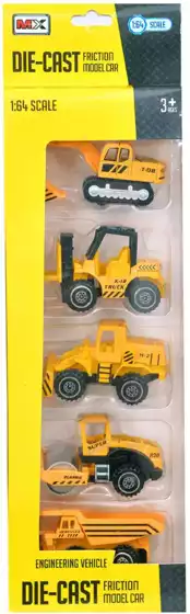 Мод. Маш. 1:64 Набор из 5 шт. строительной техники (9см) инерция 32480