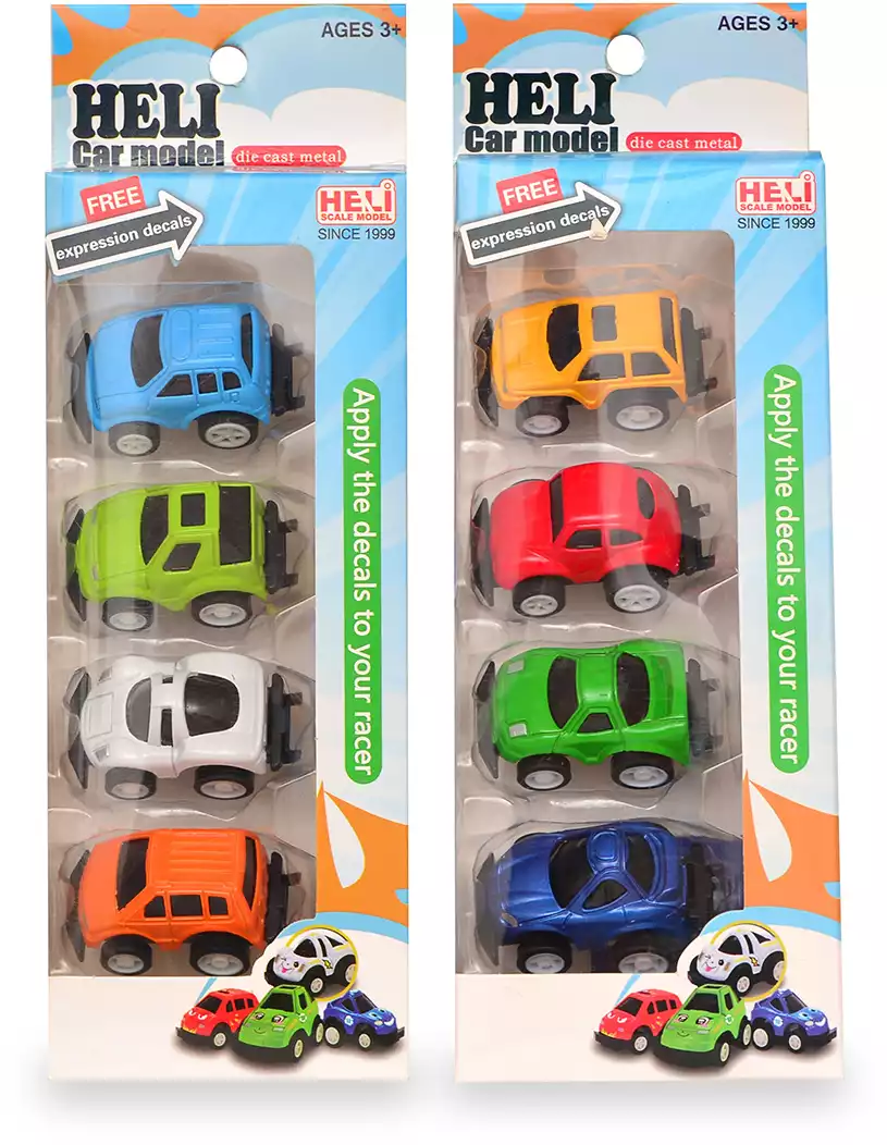 Мод. Маш. 1:72 Набор из 4-х металлических машин (5см)+ наклейки, инерция 5027-1A