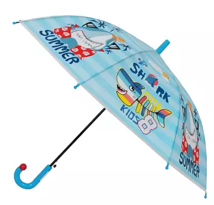 Зонтик голубой в полоску с акулой 0507-30