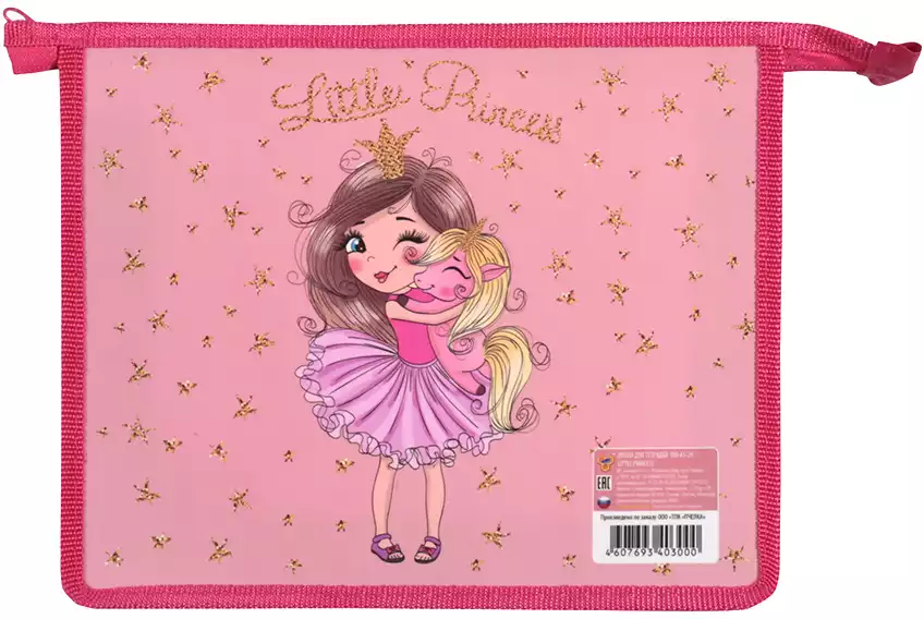 Папка для тетрадей А5 молния сверху LITTLE PRINCESS пластик ПМ-А5-29