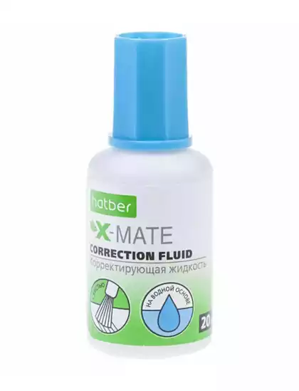 Корректирующая жидкость Hatber X-Mate на водной основе с кисточкой 20мл 071179 CF_071179