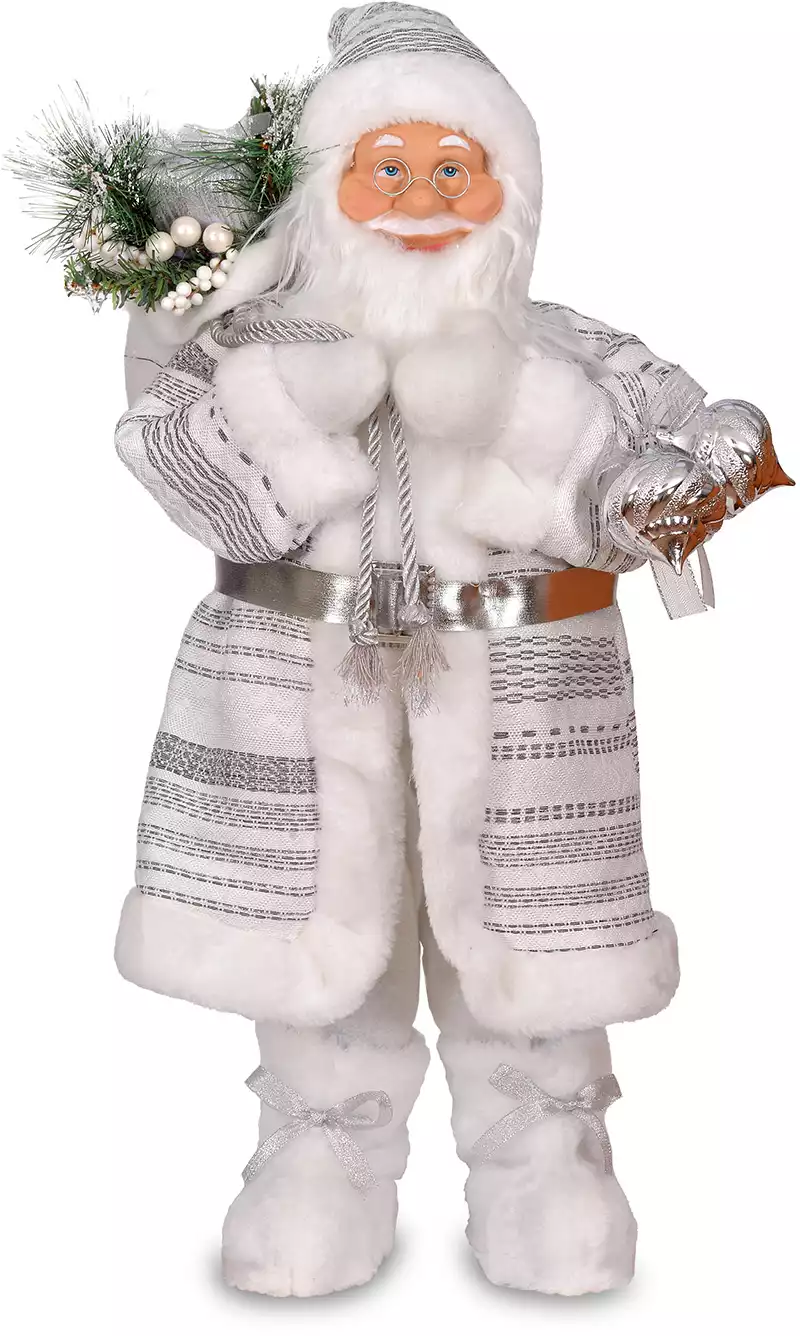 Новогодняя фигура Санта-Клаус 60 см в белом TM-90515B