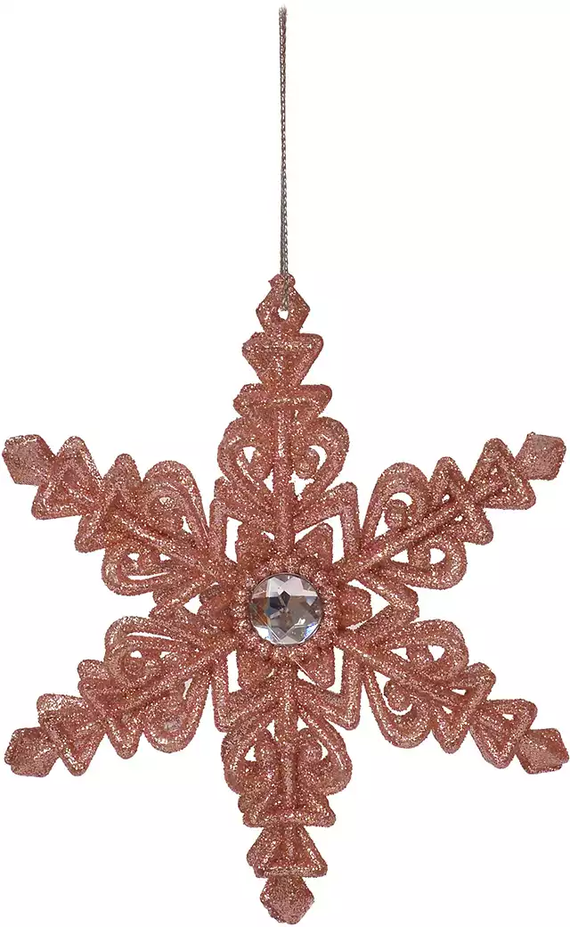 Новогодняя фигурка 12 см снежинка розовый 058D-2124D