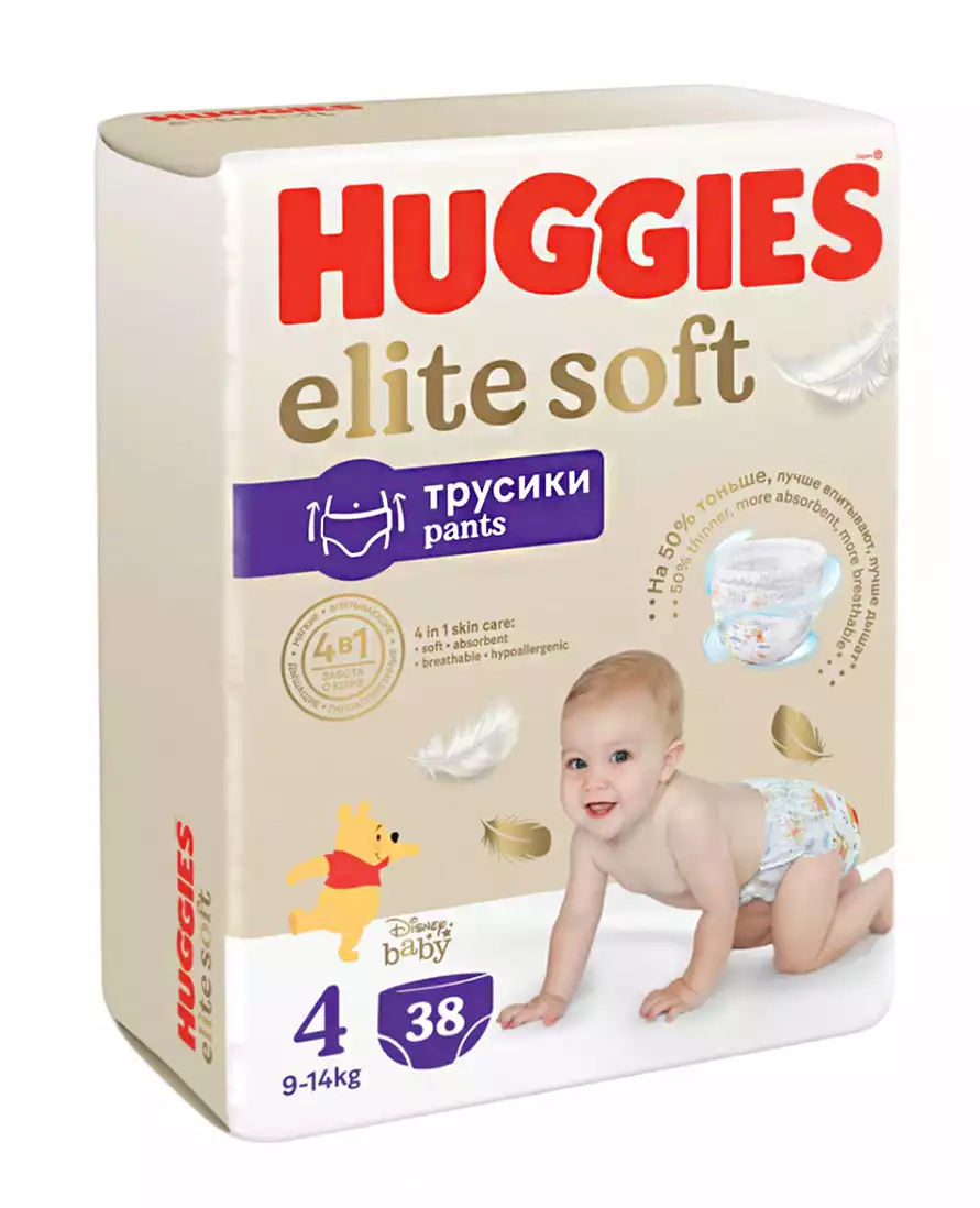 Трусики-подгузники Huggies Elite Soft 4 (9-14кг) 38 шт