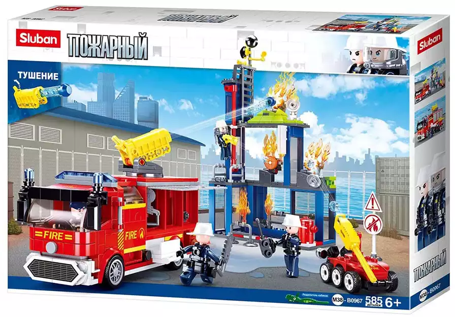 Конструктор блочный Пожарная станция Sluban M38-B0967 585 дет.