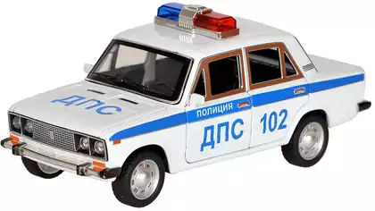 Модель машины Lada 2106 Полиция (ДПС) 1:24 17,5см свет, звук, Инерционный механизм 44419