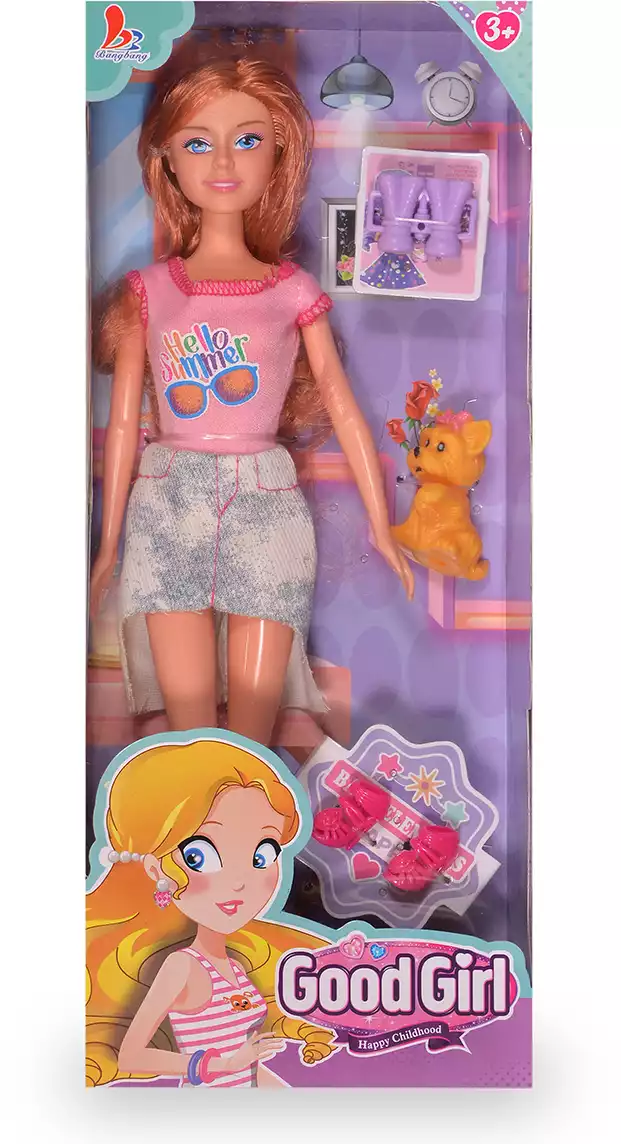 Кукла 115195 в модной одежде с питомцем