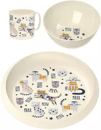 Набор детской посуды Кот 221175625/01 светло-бежевый