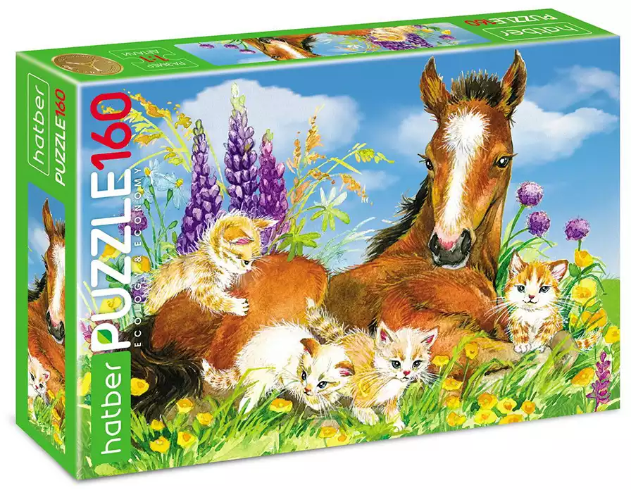 Пазл 160 эл. Лошадка и котята 160ПЗ4_17375 hatber