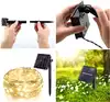 Светодиодная гирлянда Нить Роса 20+2 м 200 Led теплый белый, IP44, 8 режимов,на солнечной батарее
