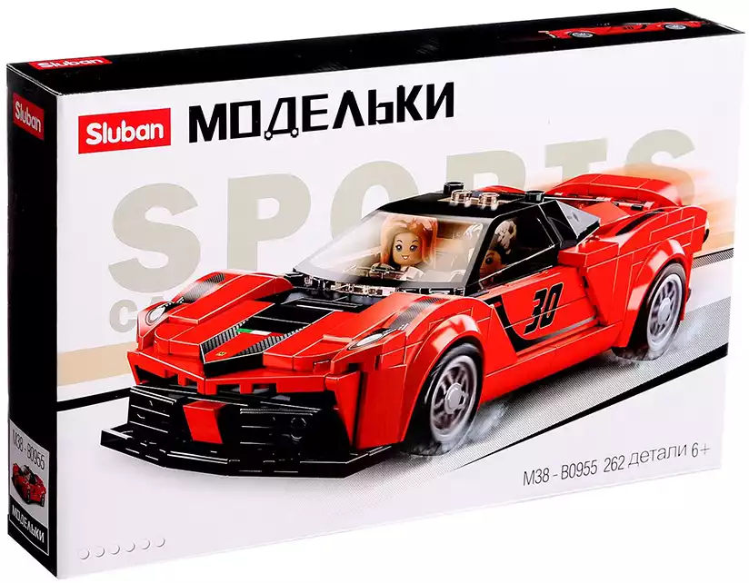 Конструктор блочный Красный спортивный автомобиль Sluban M38-B0955 262 дет.