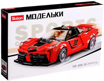Конструктор блочный Красный спортивный автомобиль Sluban M38-B0955 262 дет.